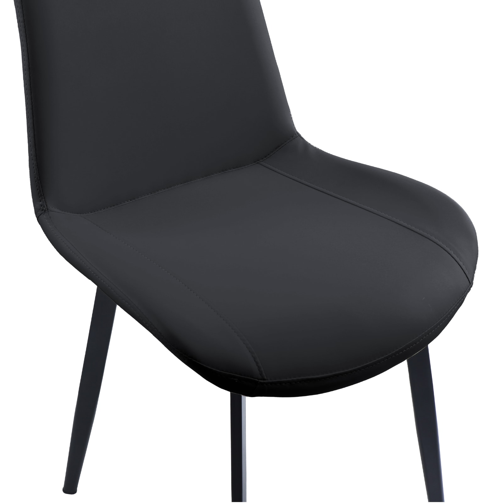 Black PU Leather Dining Chair with Metal Legs, Modern Upholstered Chair Set of 4 for Kitchen, Restaurant, Living, Meeting Room